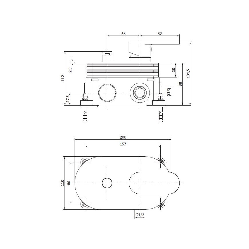 Cersanit S951-322 - Grifo de ducha para instalación empotrada CREA negro