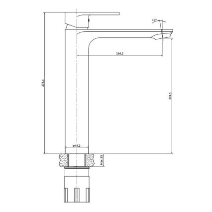 Cersanit S951-332 - Grifo de lavabo CREA 27,4 cm negro
