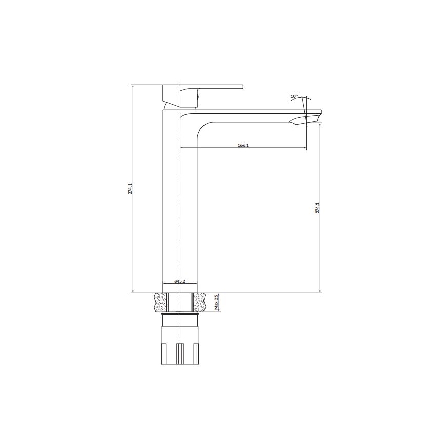 Cersanit S951-332 - Grifo de lavabo CREA 27,4 cm negro