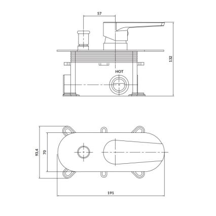 Cersanit S951-338 - Grifo de ducha para instalación empotrada MODUO cromo brillante