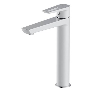 Cersanit S951-355 - Grifo de lavabo MILLE 27 cm blanco + desagüe