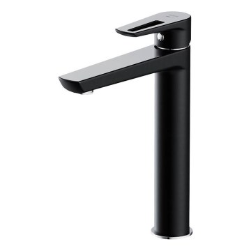 Cersanit S951-356 - Grifo de lavabo MILLE 27 cm negro + desagüe