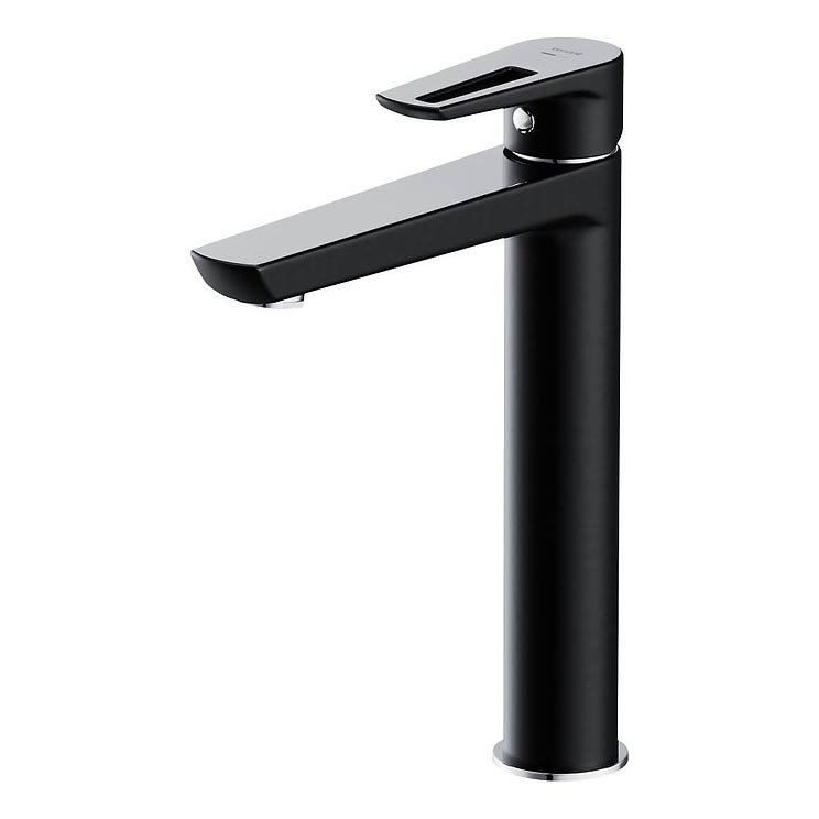 Cersanit S951-356 - Grifo de lavabo MILLE 27 cm negro + desagüe