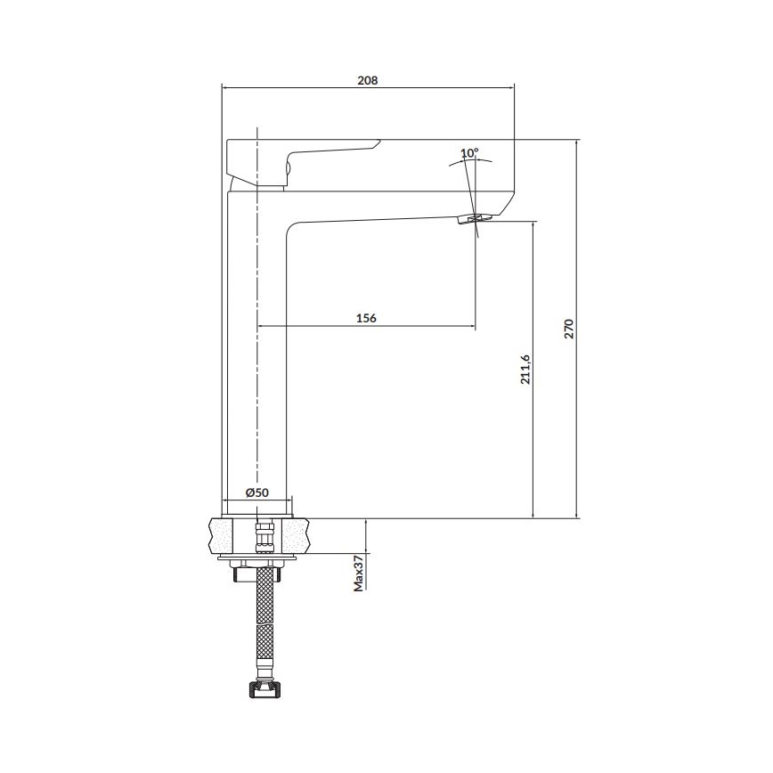 Cersanit S951-356 - Grifo de lavabo MILLE 27 cm negro + desagüe
