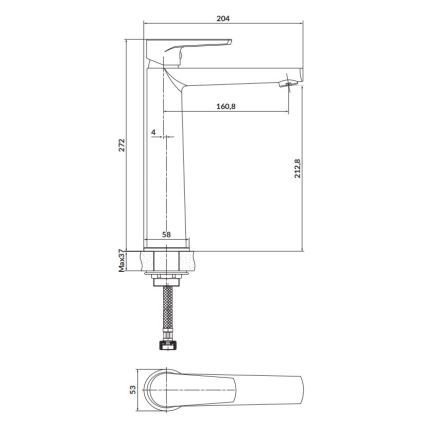Cersanit S951-363 - Grifo de lavabo MODUO 27,2 cm cromo brillante