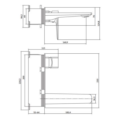 Cersanit S951-385 - Grifo de lavabo para instalación empotrada LARGA negro