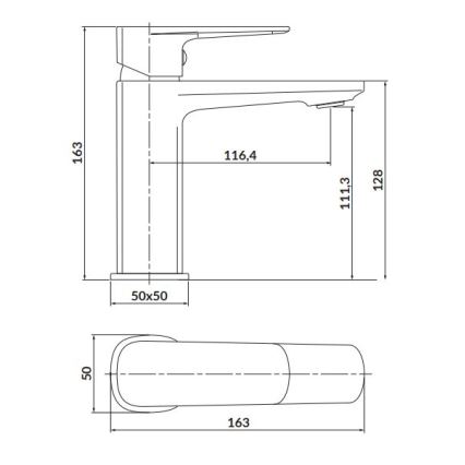 Cersanit S951-390 - Grifo de lavabo LARGA 16,3 cm negro