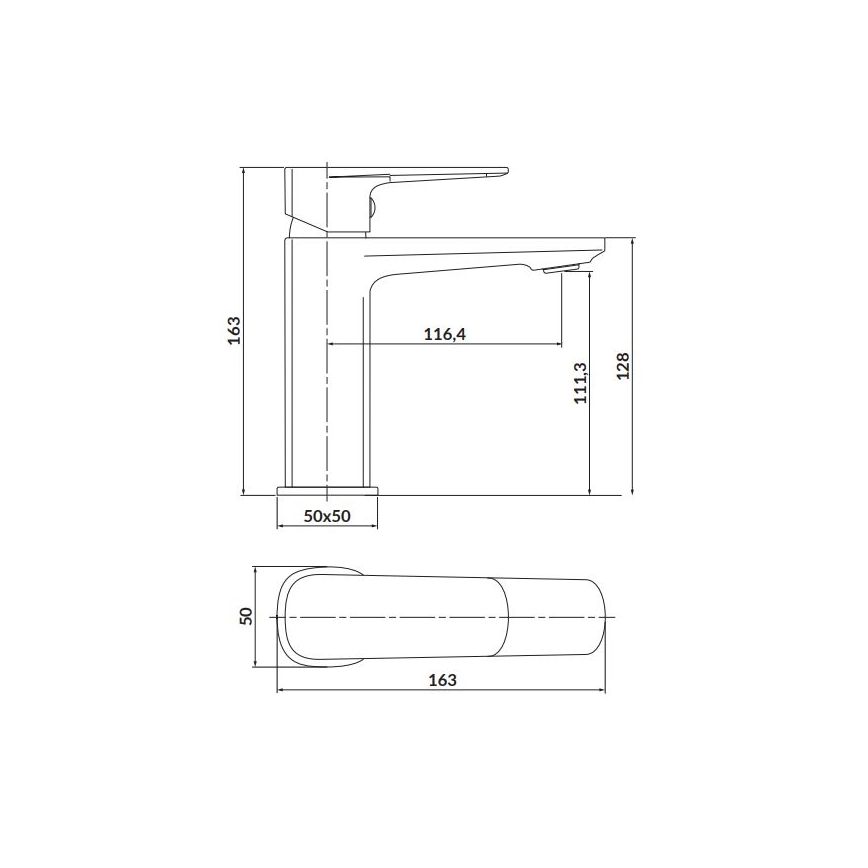 Cersanit S951-390 - Grifo de lavabo LARGA 16,3 cm negro