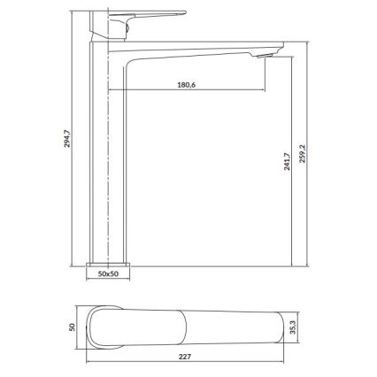 Cersanit S951-391 - Grifo de lavabo LARGA 29,5 cm negro