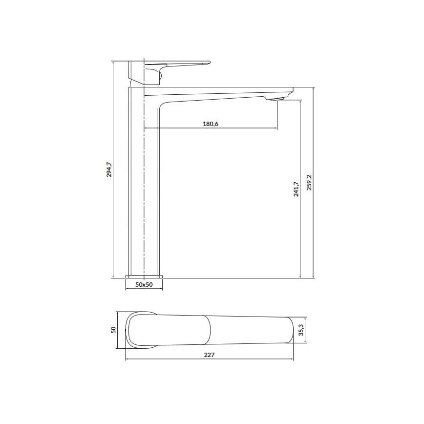 Cersanit S951-391 - Grifo de lavabo LARGA 29,5 cm negro