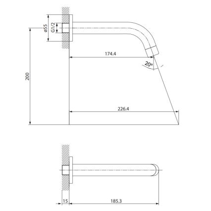 Cersanit S951-554 - Caño para instalación empotrada ZEN negro