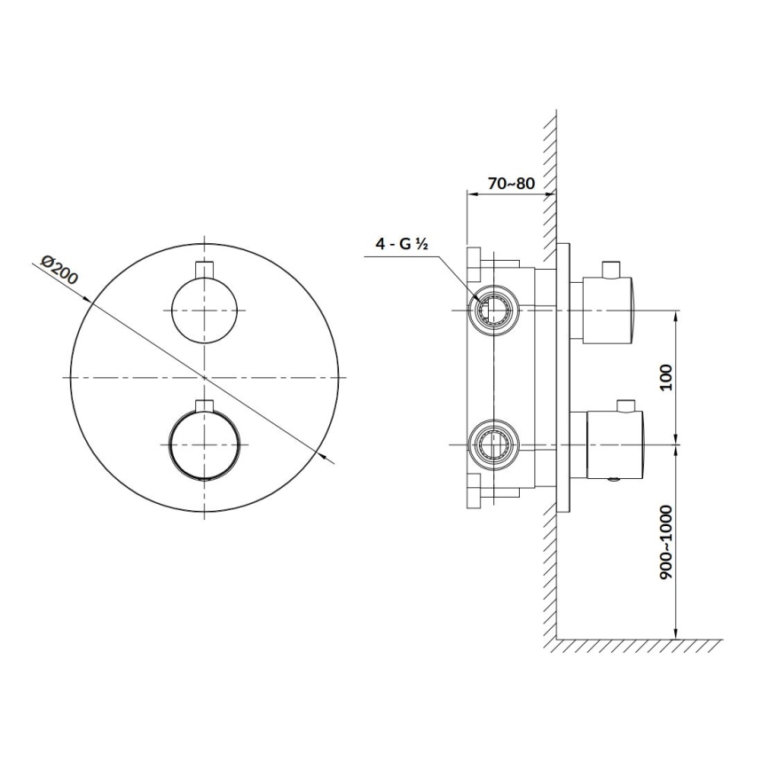 Cersanit S951-564 - Grifo de ducha termostático para instalación empotrada ZEN cromo brillante