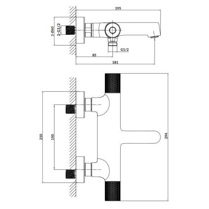 Cersanit S951-569 - Grifo termostático para bañera ZEN negro