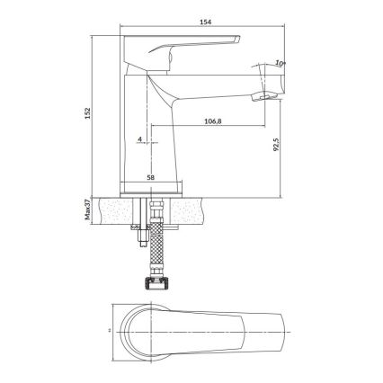 Cersanit S951-584 - Grifo de lavabo MODUO 15,2 cm negro