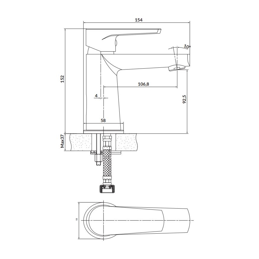 Cersanit S951-584 - Grifo de lavabo MODUO 15,2 cm negro