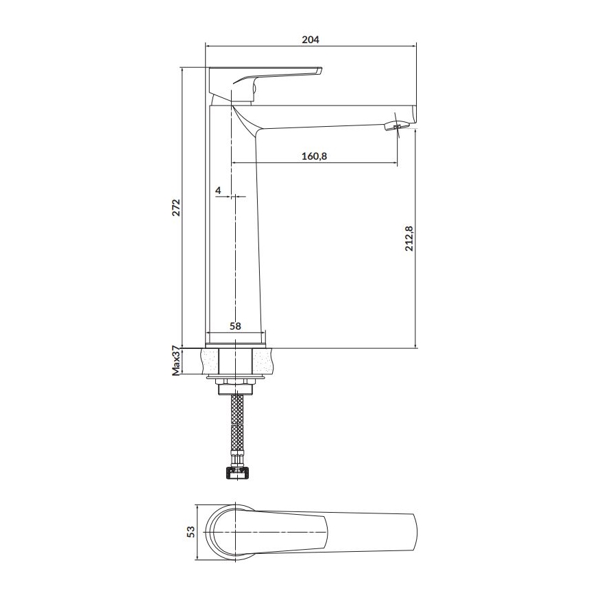 Cersanit S951-585 - Grifo de lavabo MODUO 27,2 cm negro