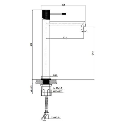 Cersanit S951-592 - Grifo de lavabo ZEN 32,2 cm cromo brillante