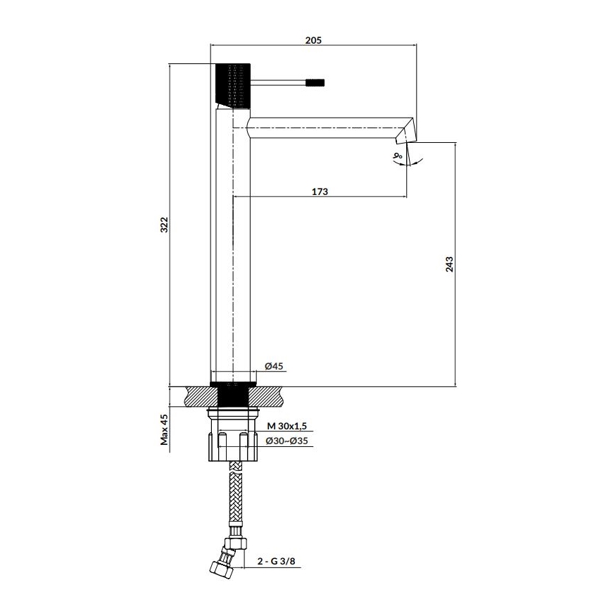 Cersanit S951-592 - Grifo de lavabo ZEN 32,2 cm cromo brillante