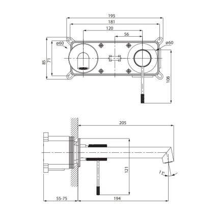 Cersanit S951-593 - Grifo de lavabo para instalación empotrada ZEN cromo brillante