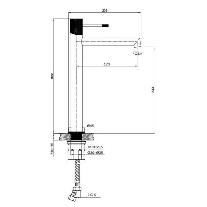 Cersanit S951-599 - Grifo de lavabo ZEN 32,2 cm negro