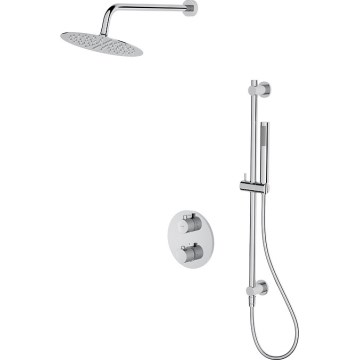 Cersanit S952-032 - Juego de ducha con grifo empotrado termostático ZEN cromo brillante