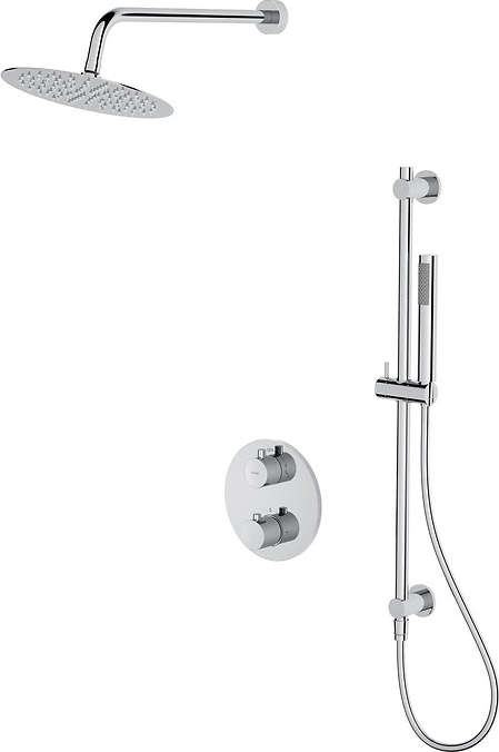 Cersanit S952-032 - Juego de ducha con grifo empotrado termostático ZEN cromo brillante