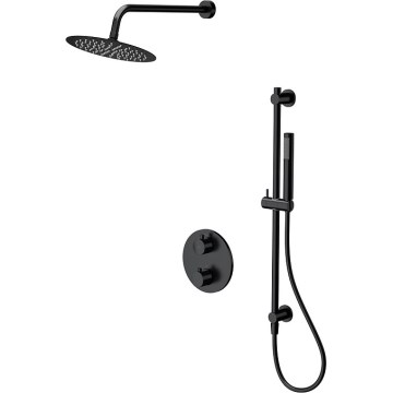 Cersanit S952-033 - Juego de ducha con grifo empotrado termostático ZEN negro