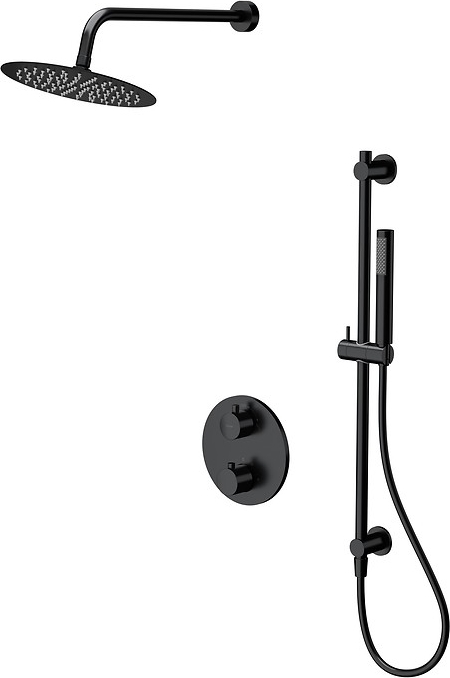 Cersanit S952-033 - Juego de ducha con grifo empotrado termostático ZEN negro