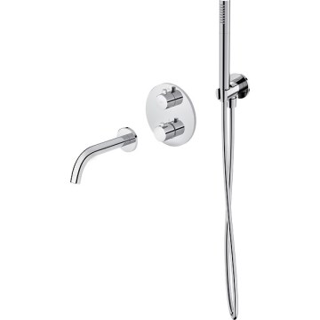 Cersanit S952-034 - Juego de baño con grifo empotrado termostático ZEN cromo brillante