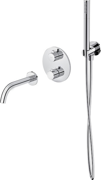 Cersanit S952-034 - Juego de baño con grifo empotrado termostático ZEN cromo brillante