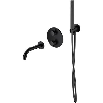 Cersanit S952-041 - Juego de baño con grifo empotrado termostático ZEN negro