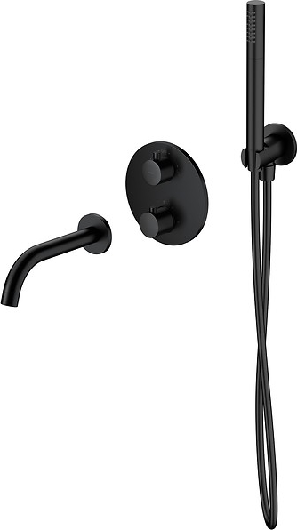 Cersanit S952-041 - Juego de baño con grifo empotrado termostático ZEN negro