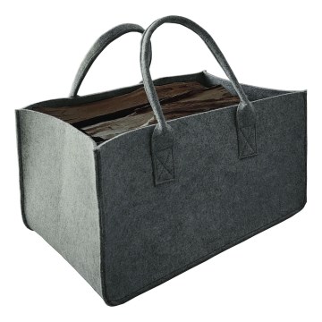 Cesta de madera de fieltro con asas 27x50 cm gris