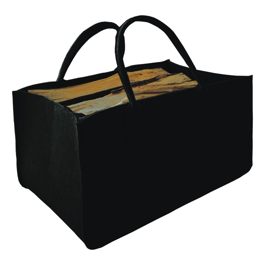 Cesta de madera de fieltro con asas 27x50 cm negro