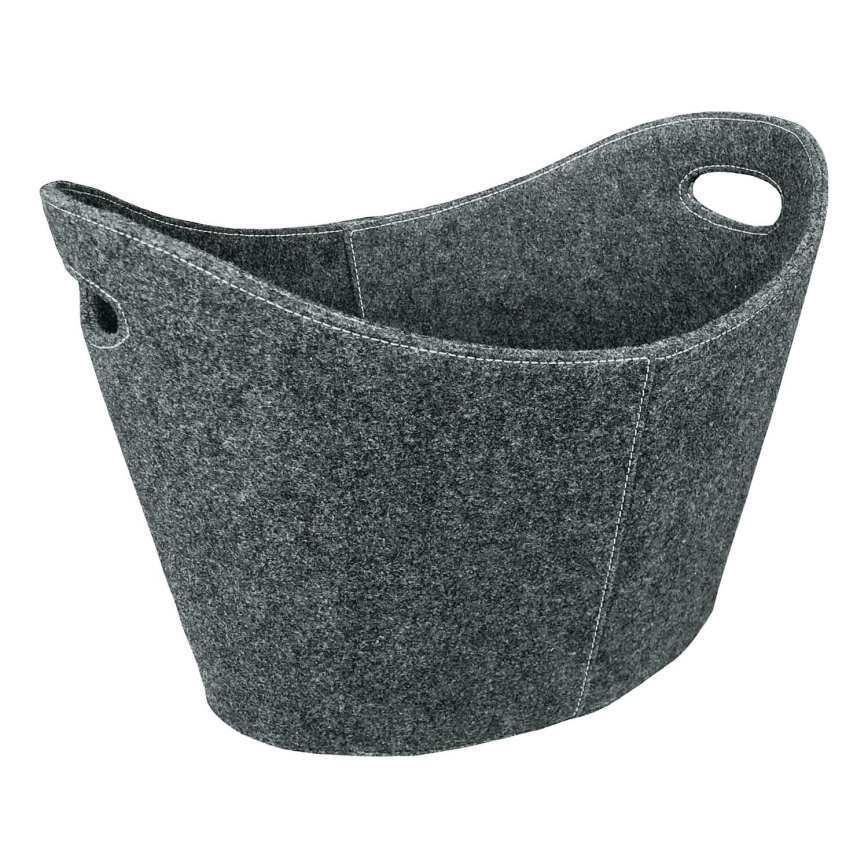 Cesta de madera de fieltro con asas 54x40 cm gris