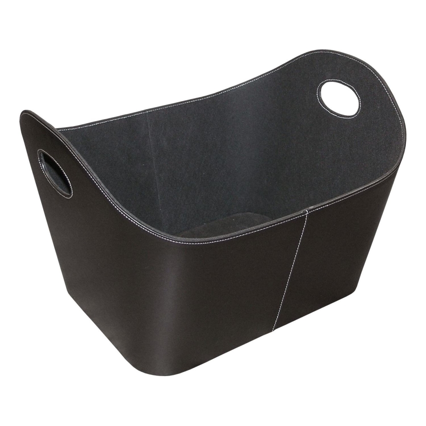 Cesta de madera plástica con asas 35x55 cm negro