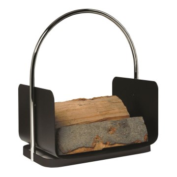 Cesta metálica de madera con asa 50x41 cm negro