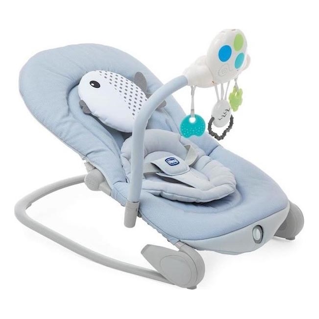 Chicco - Balancín vibrador para bebé con melodía GLOBO Dots 2xAA + 1xLR20 azul