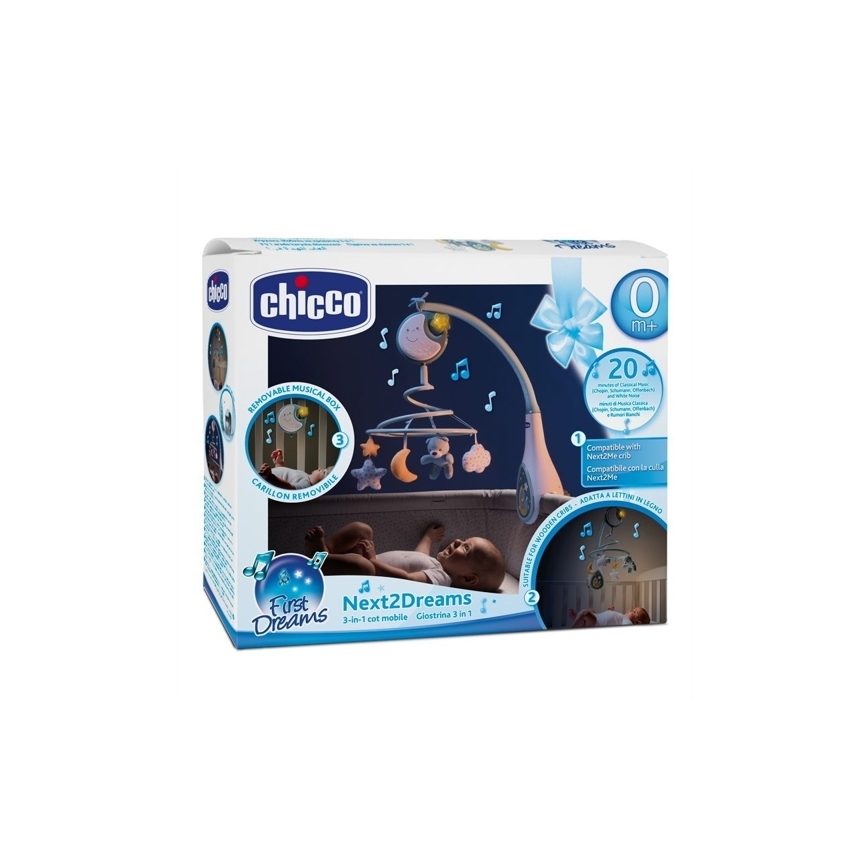 Chicco - Carrusel sobre la cuna con melodía 3en1 NEXT2DREAMS 3xAA azul