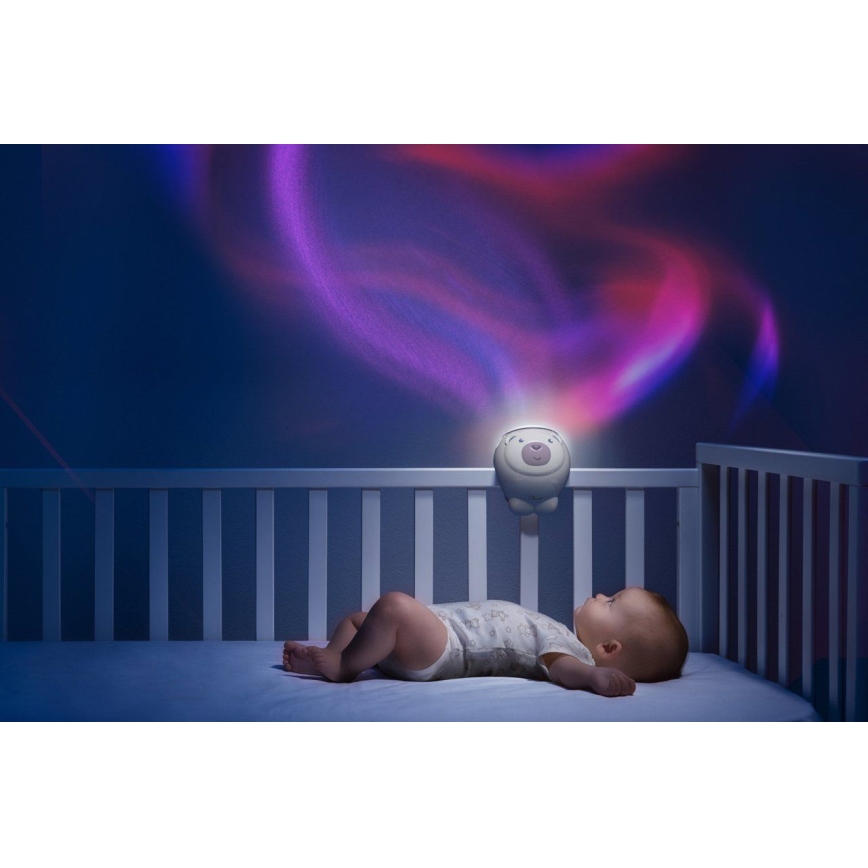 Chicco - Proyector infantil 2en1 POLAR BEAR 3xAA rosa