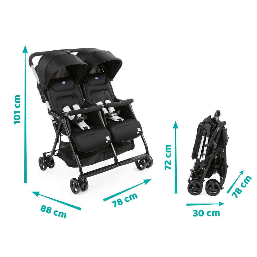 Chicco - Silla de paseo para gemelos OHLALA TWIN Black Noche negro