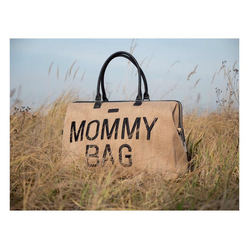 Childhome - Bolso cambiador MOMMY BAG RAFFIA LOOK beige