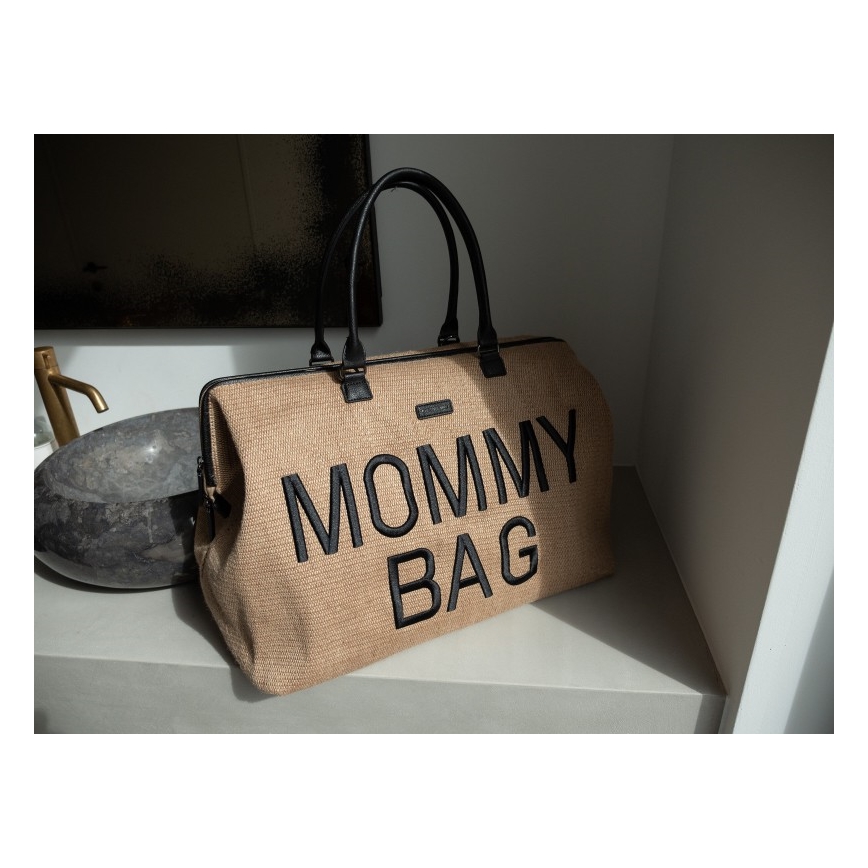 Childhome - Bolso cambiador MOMMY BAG RAFFIA LOOK beige