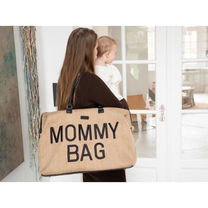 Childhome - Bolso cambiador MOMMY BAG RAFFIA LOOK beige