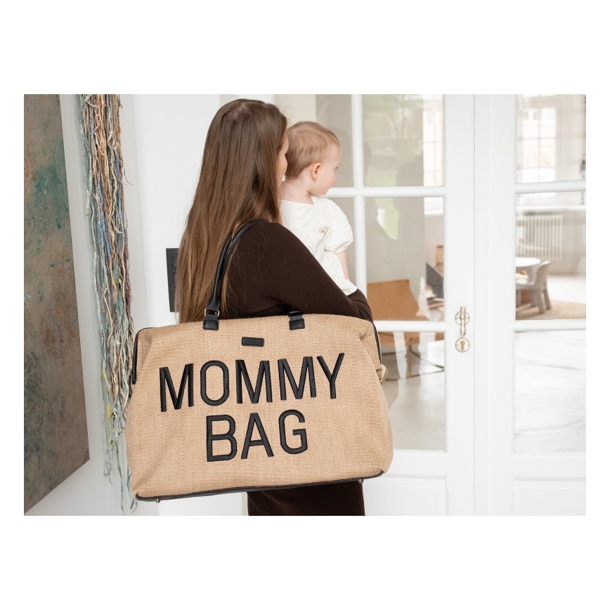 Childhome - Bolso cambiador MOMMY BAG RAFFIA LOOK beige
