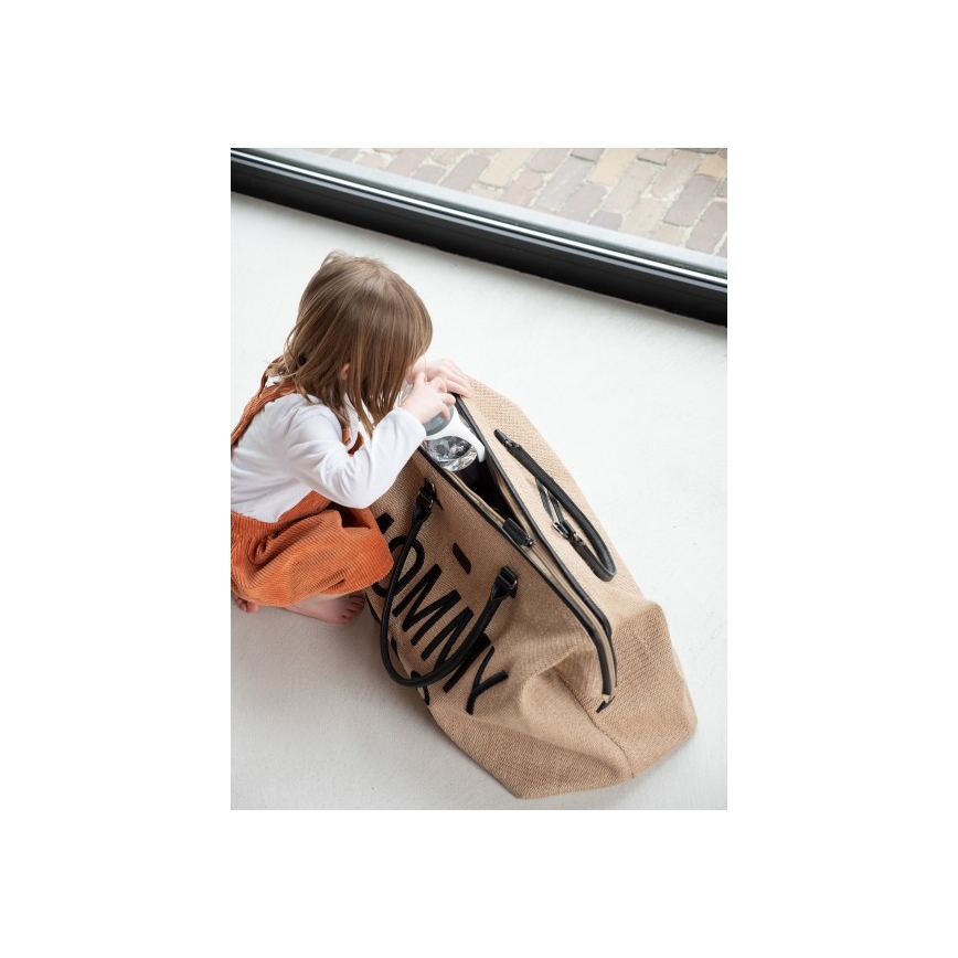 Childhome - Bolso cambiador MOMMY BAG RAFFIA LOOK beige