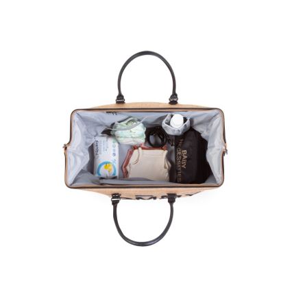 Childhome - Bolso cambiador MOMMY BAG RAFFIA LOOK beige
