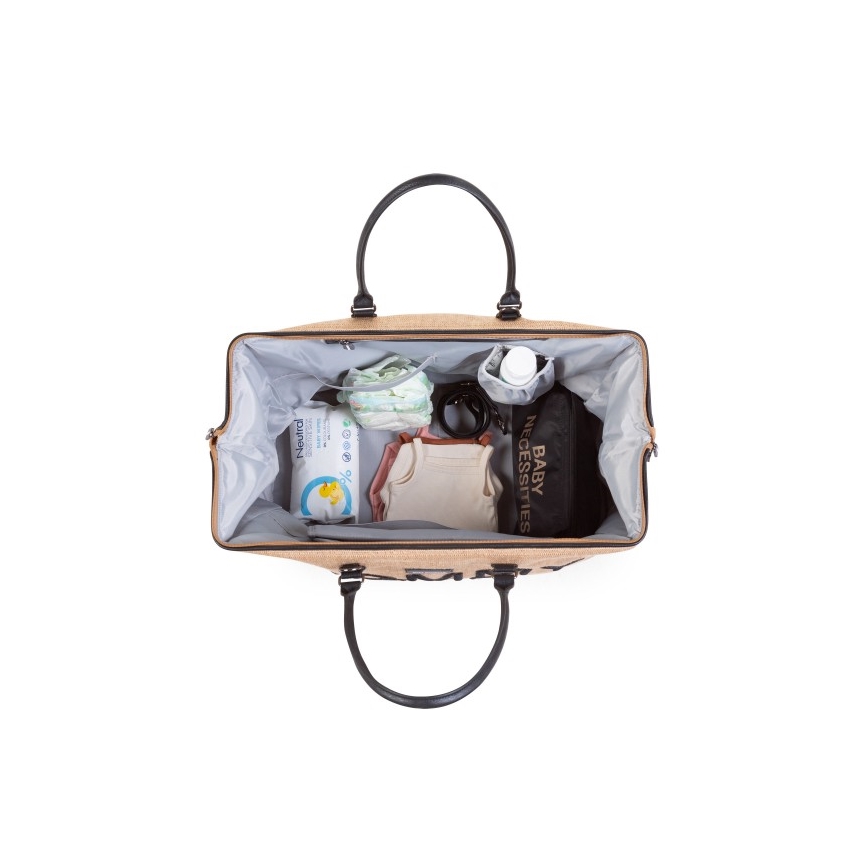 Childhome - Bolso cambiador MOMMY BAG RAFFIA LOOK beige