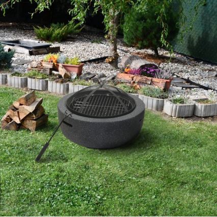 Chimenea de leña portátil con parrilla gris
