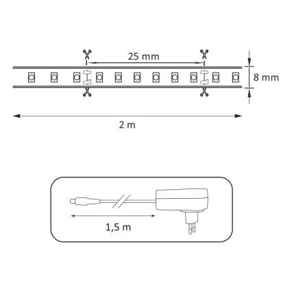 Cinta LED 2m LED/18W/12V IP65 4000K